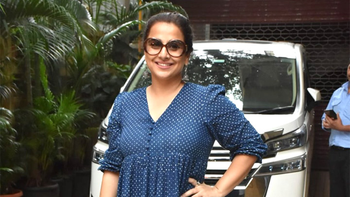 Vidya Balan spotted in blue polka dot outfit and funky glasses